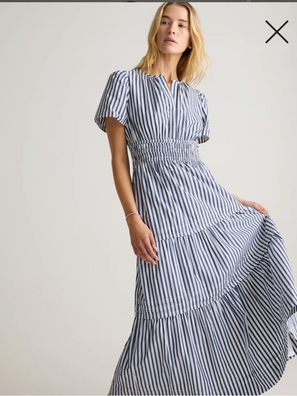 Quince Organic Cotton Striped Tiered Maxi Dress *sold out